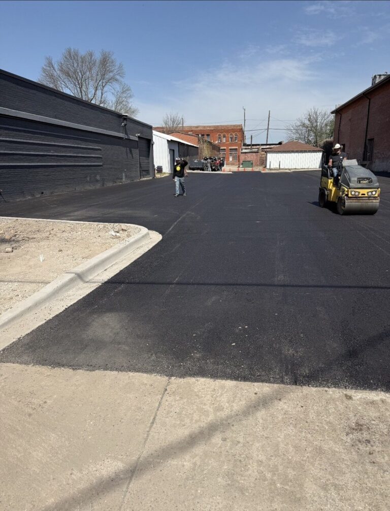 Asphalt paving on a business parking lot