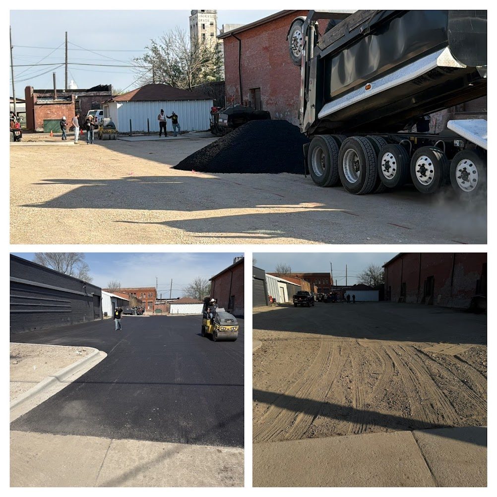 Hot-mix asphalt delivered for a new downtown parking lot in Sherman, TX